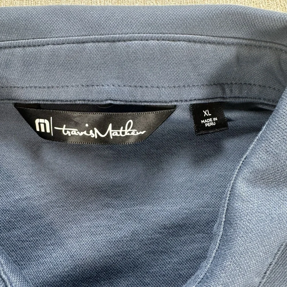 Travis Mathew Short Sleeved Blue‎ Striped Cotton/Poly Polo Golf Shirt Men's XL - Picture 2 of 8